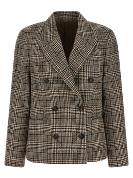 Brunello Cucinelli Beige Alpaka Leder Blazer