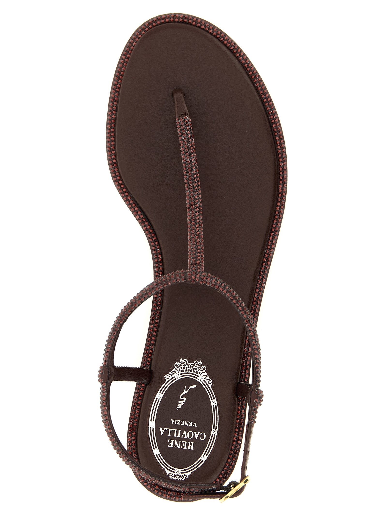 RENE CAOVILLA Braune Viscose-Sandalen