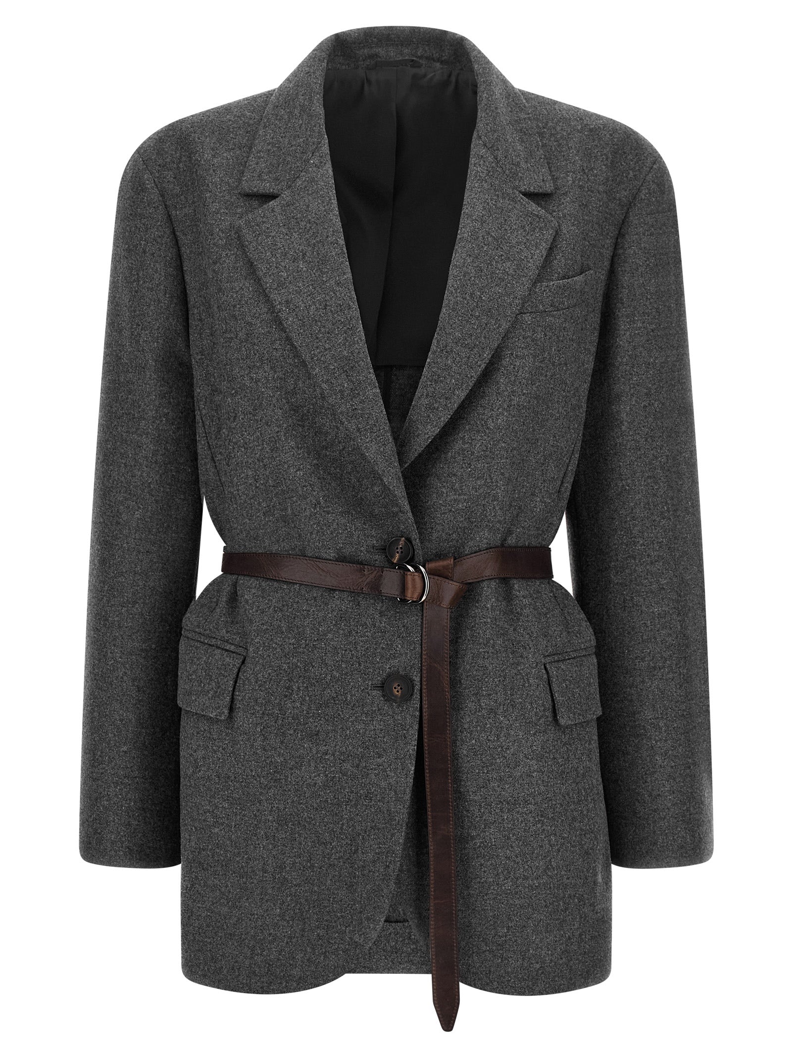Brunello Cucinelli Grauer Blazer aus reiner Schurwolle