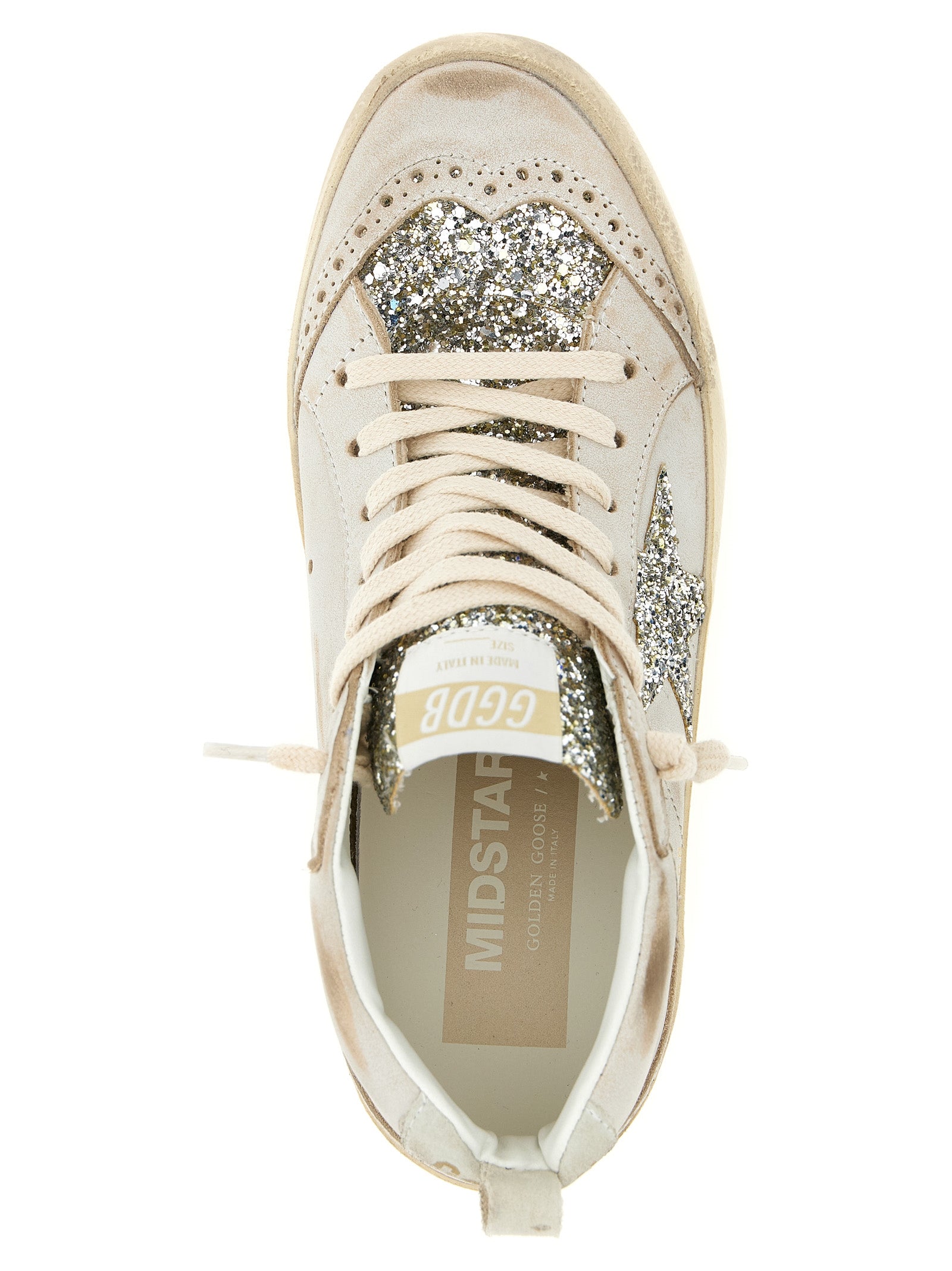 Golden Goose Beigefarbene Leder-High-Top-Sneaker