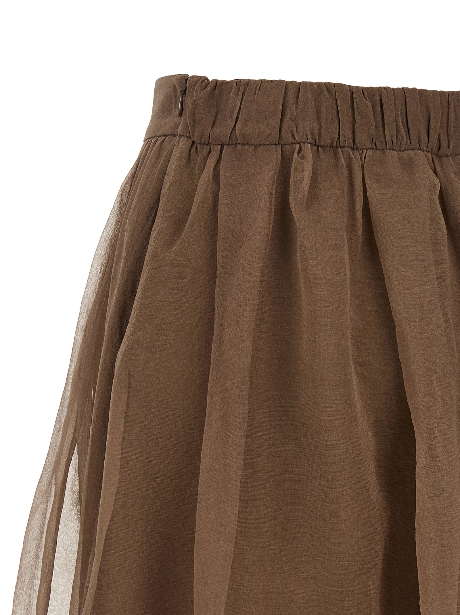Brunello Cucinelli Brauner Seiden-Midirock