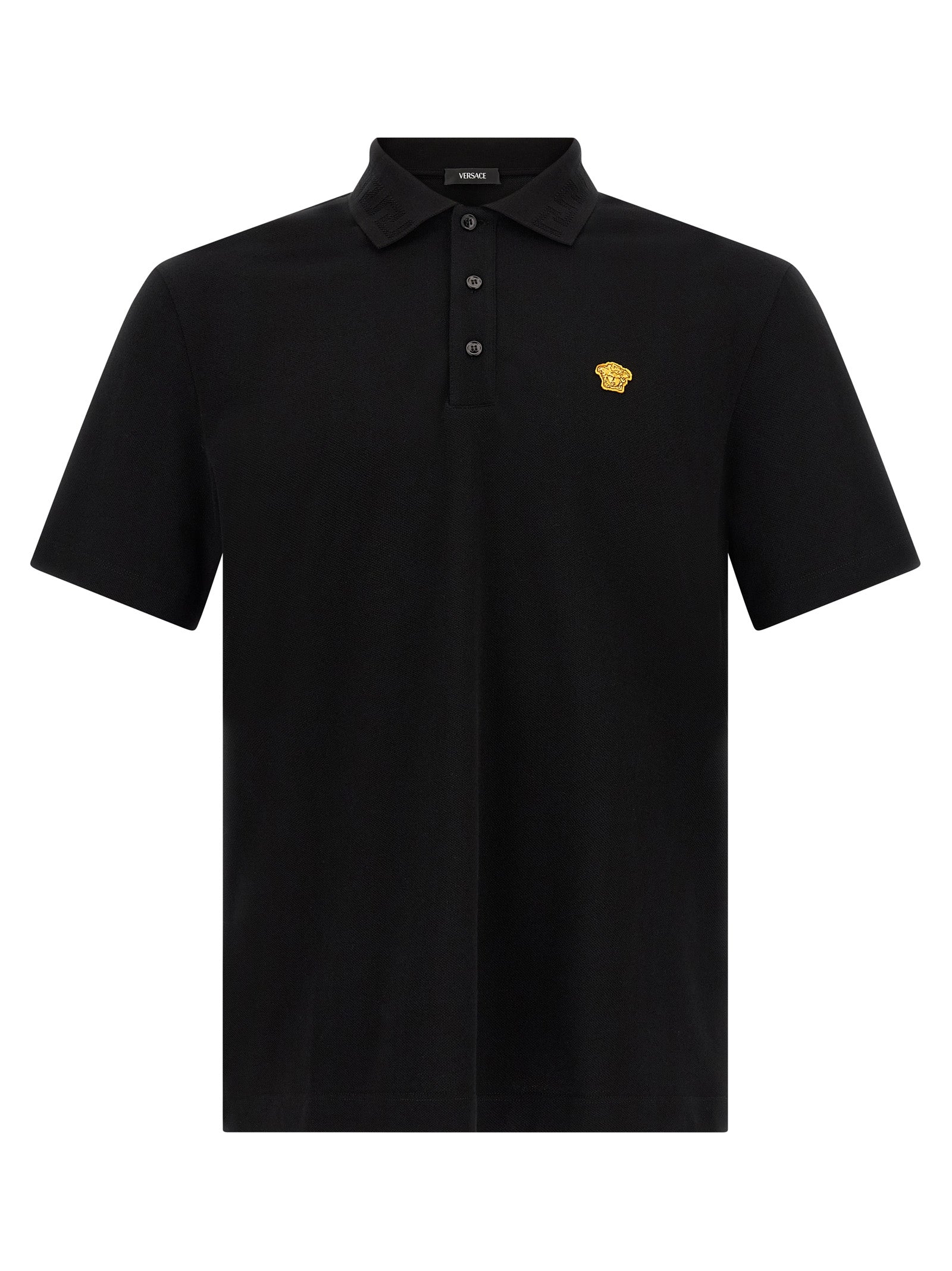Versace Schwarzes Baumwoll-Poloshirt