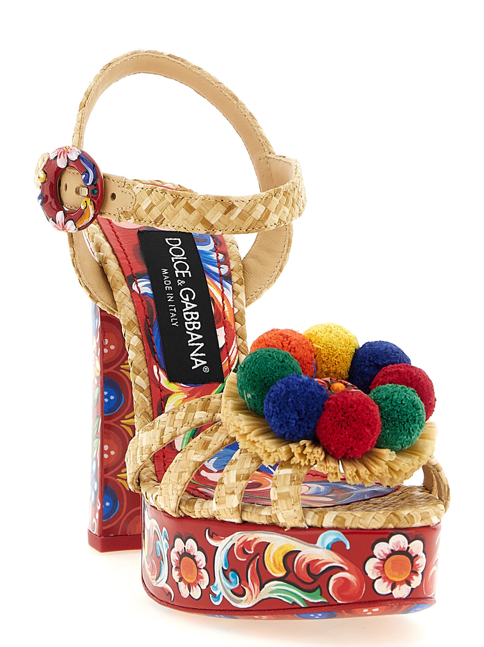 Dolce & Gabbana Mehrfarbige Sandalen aus Viskose mit Stilettoabsatz