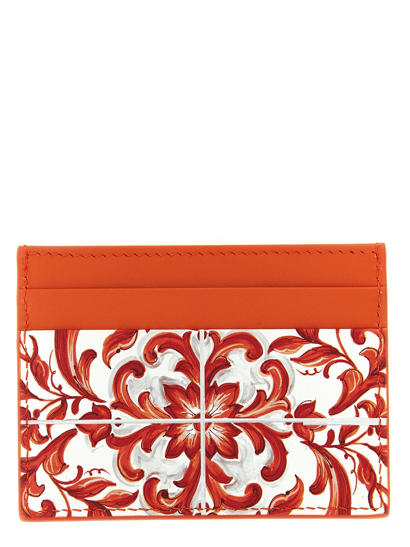 Dolce & Gabbana Orange Kalbsleder Kartenetui