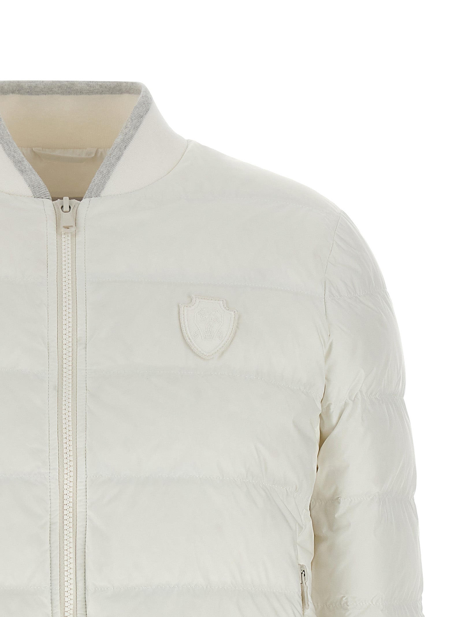 Brunello Cucinelli Weiße Polyester-Jacke in voller Länge
