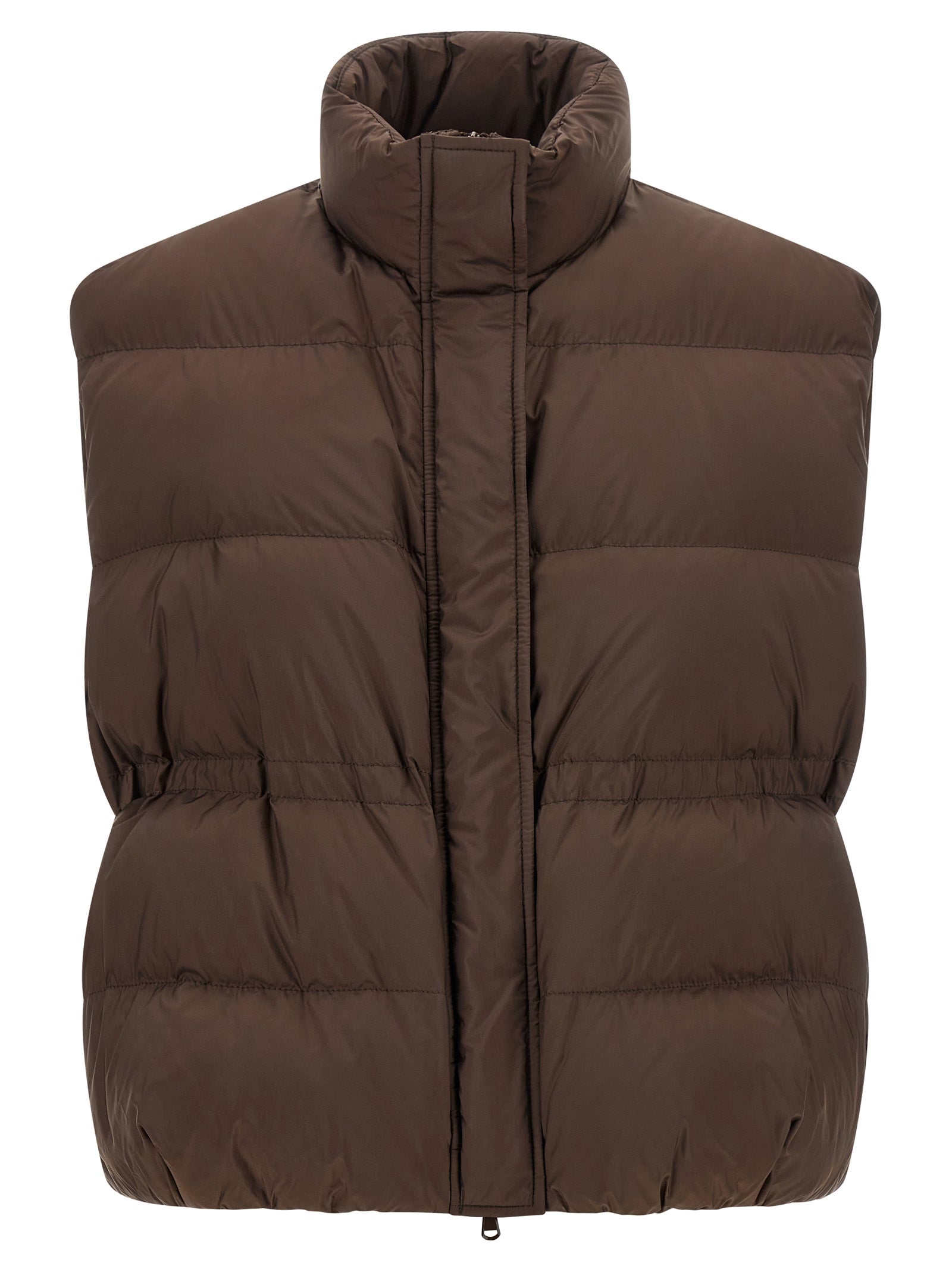 Brunello Cucinelli Braune ärmellose Jacke aus Polyester