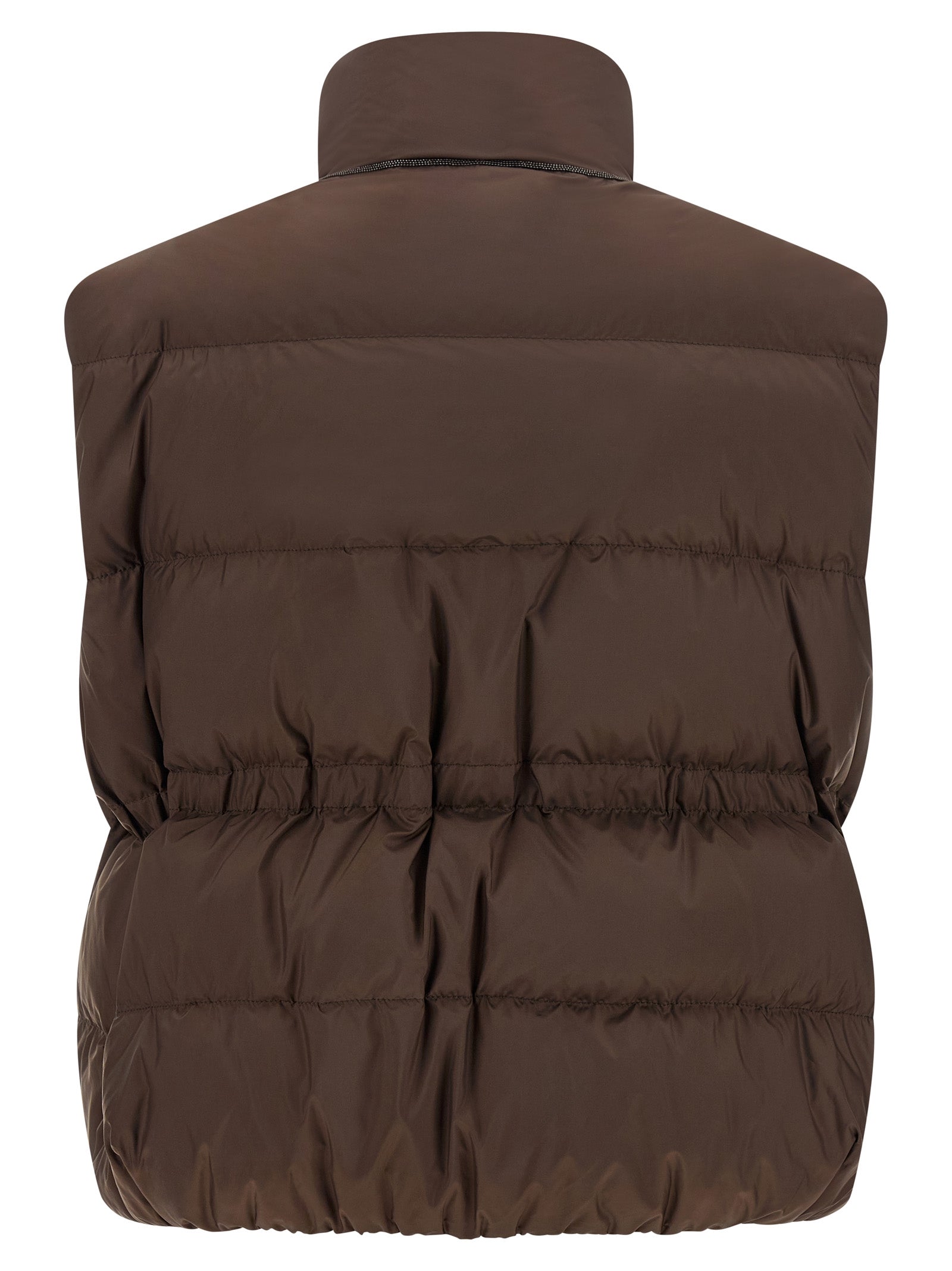 Brunello Cucinelli Braune ärmellose Jacke aus Polyester