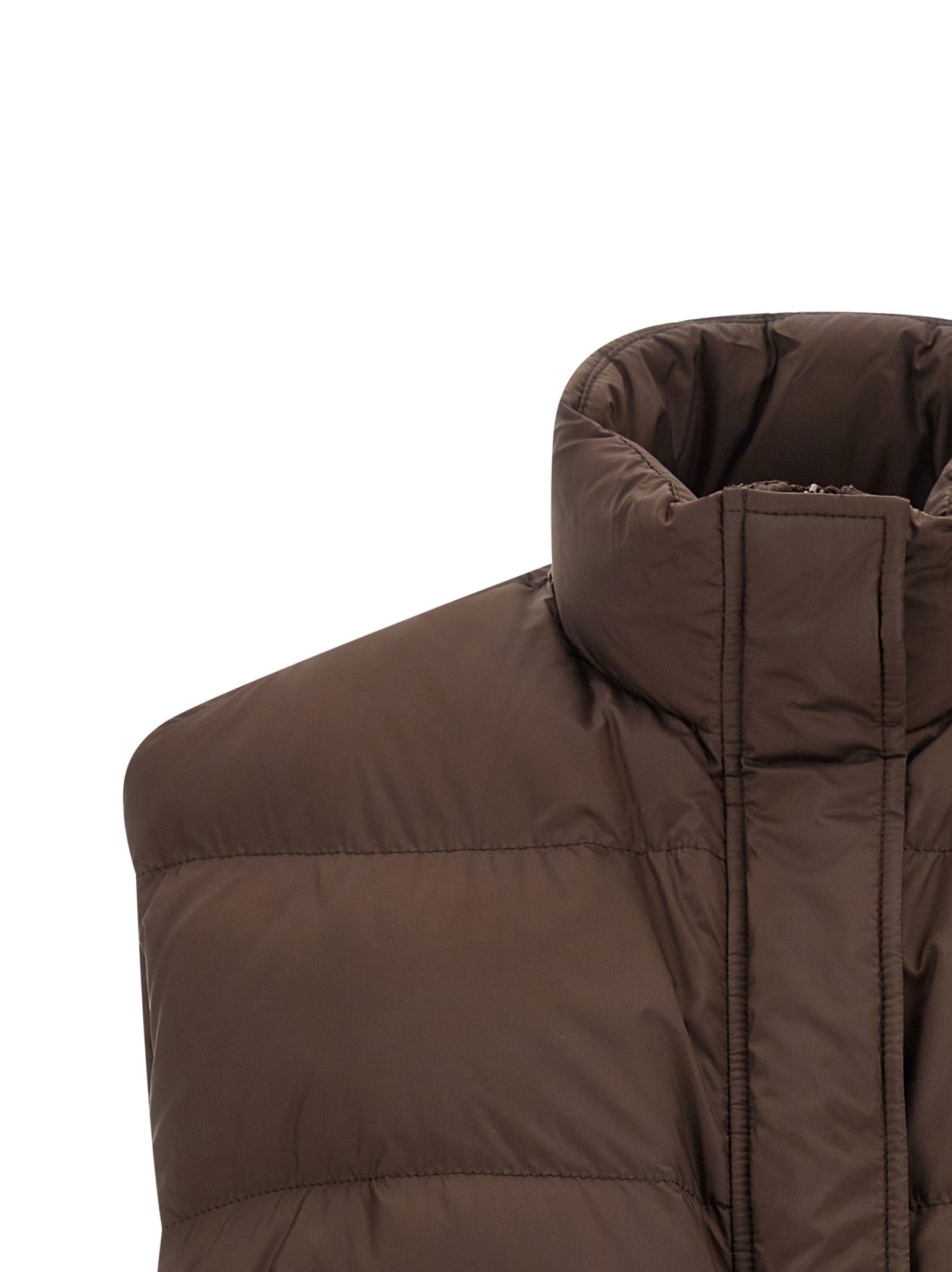 Brunello Cucinelli Braune ärmellose Jacke aus Polyester
