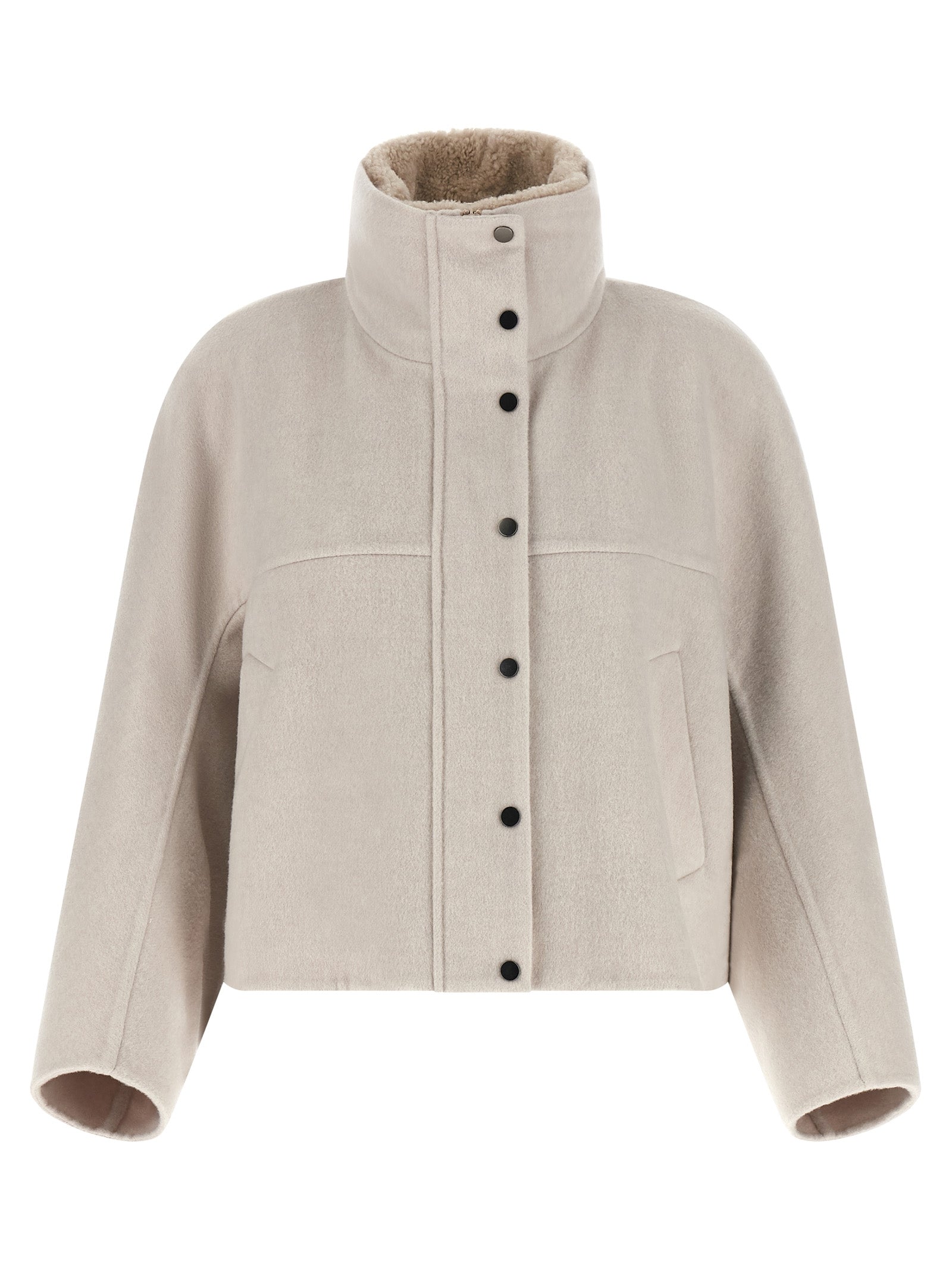 Brunello Cucinelli Grauer Wollmantel aus reiner Schurwolle