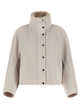 Brunello Cucinelli Grauer Wollmantel aus reiner Schurwolle