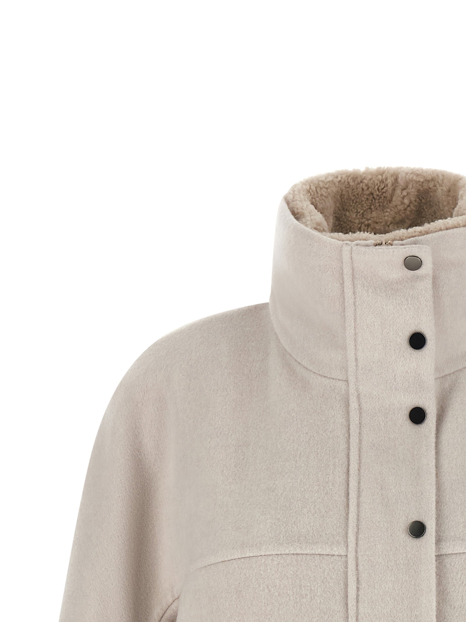 Brunello Cucinelli Grauer Wollmantel aus reiner Schurwolle