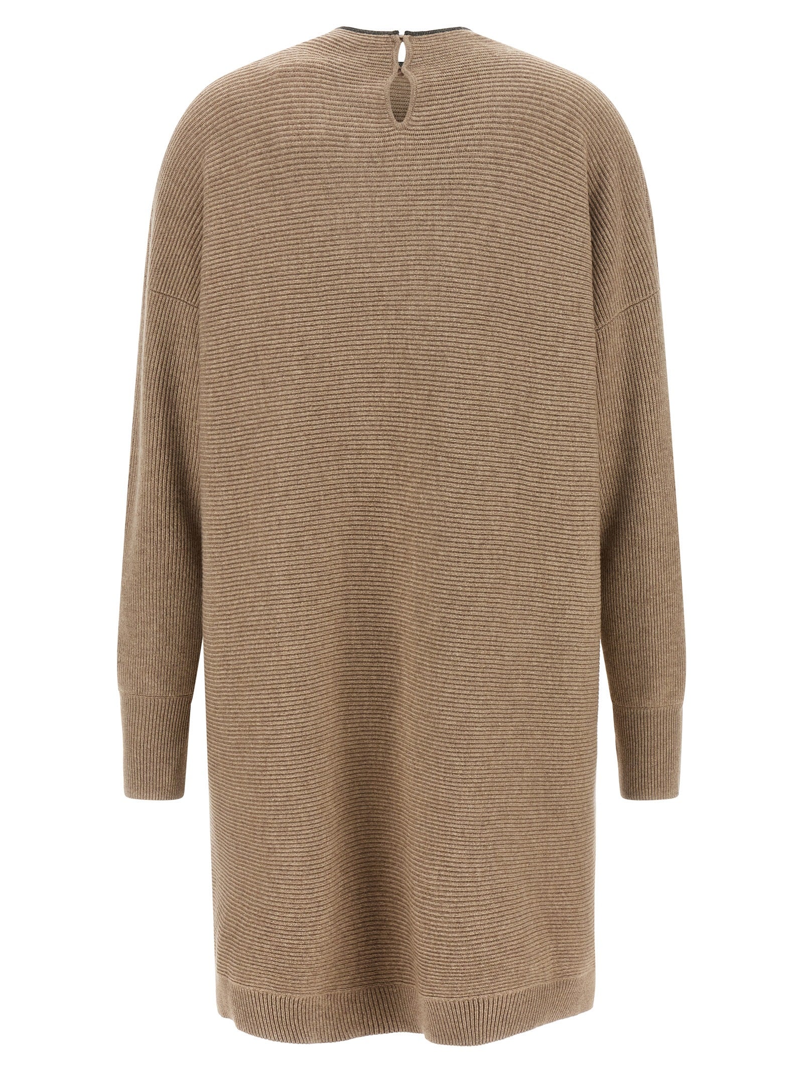 Brunello Cucinelli Kurzes Kleid aus beiger Schurwolle