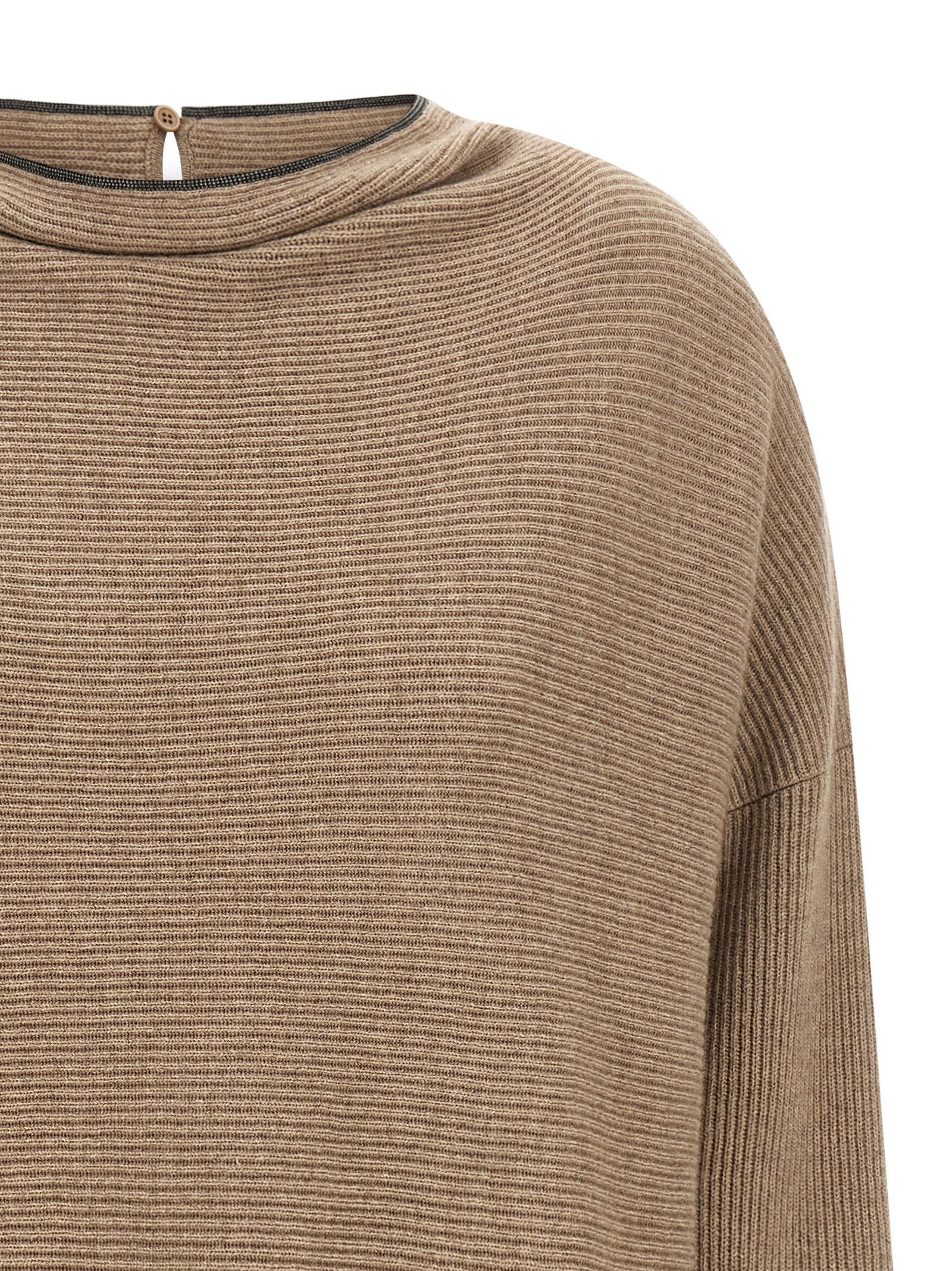 Brunello Cucinelli Kurzes Kleid aus beiger Schurwolle