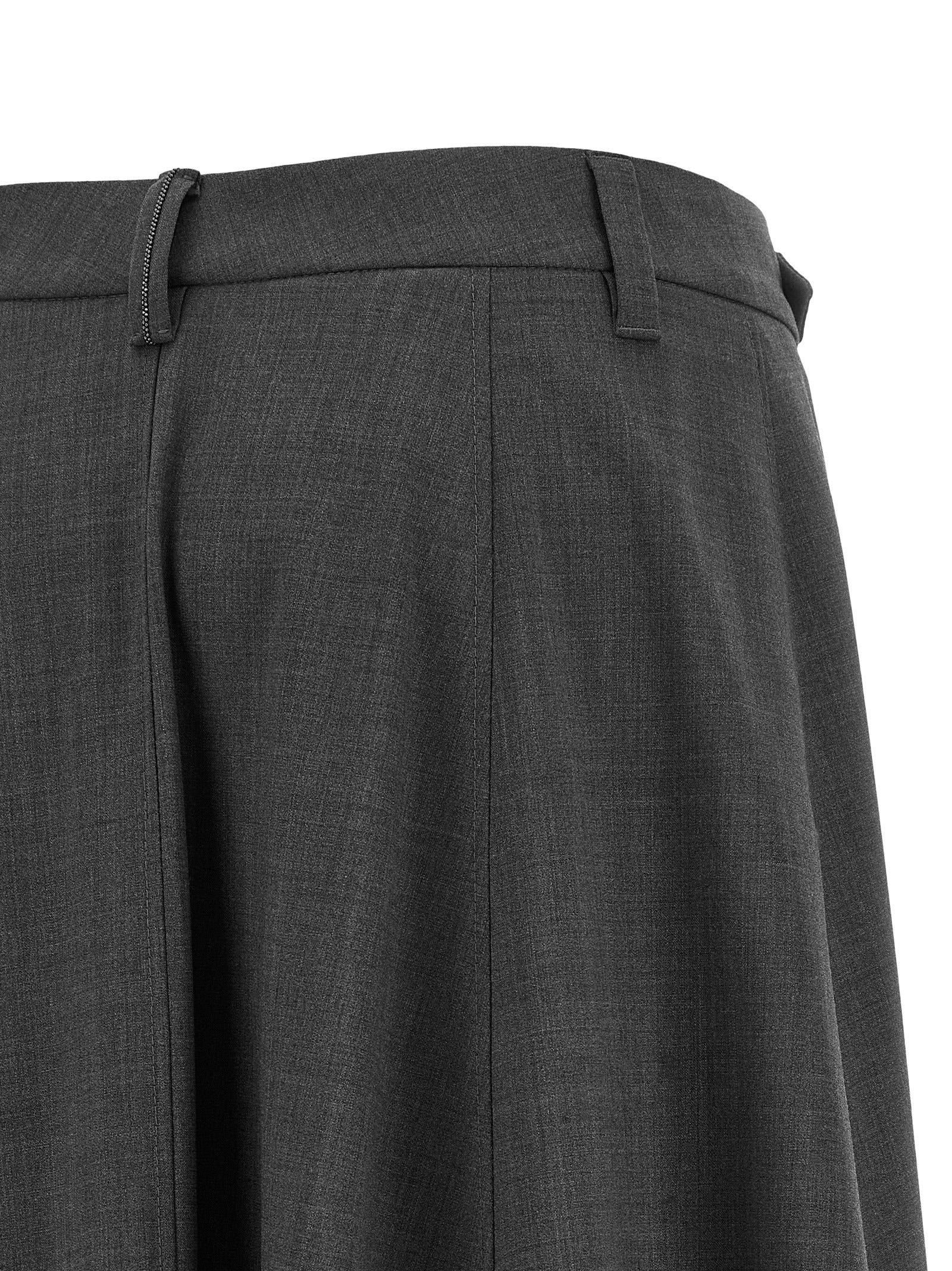 Brunello Cucinelli Grauer Midirock aus reiner Schurwolle