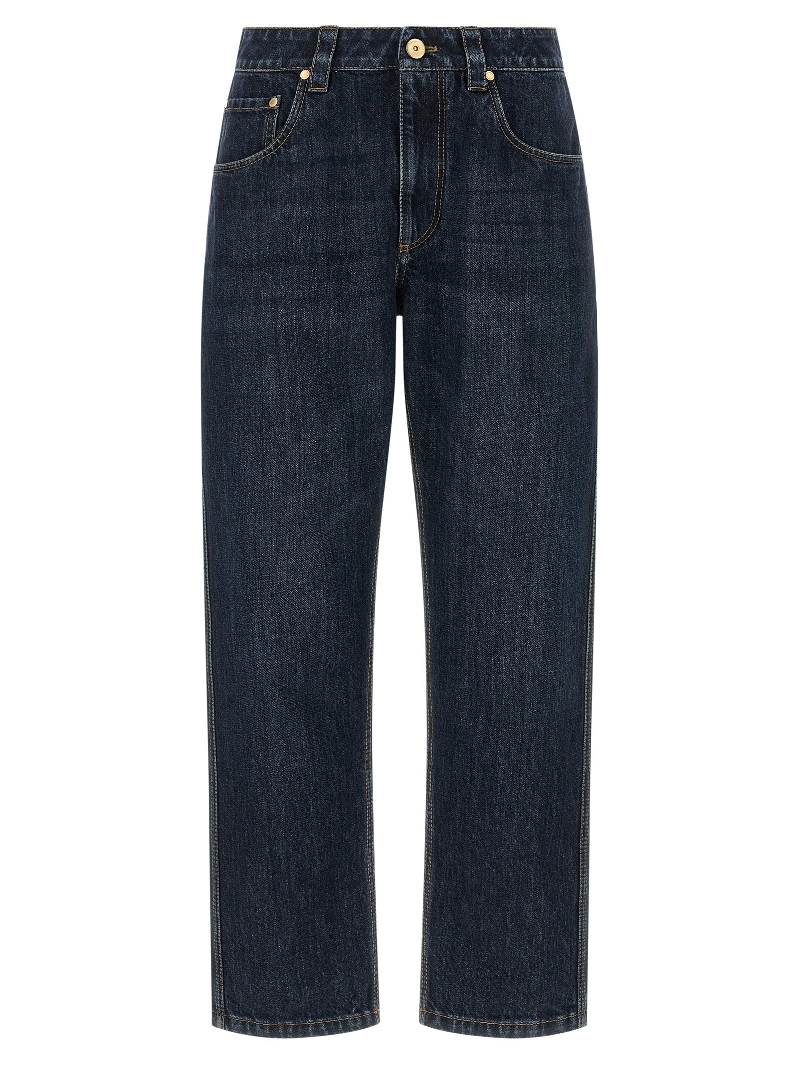 Brunello Cucinelli Blaue Jeans aus Baumwolle im geraden Schnitt