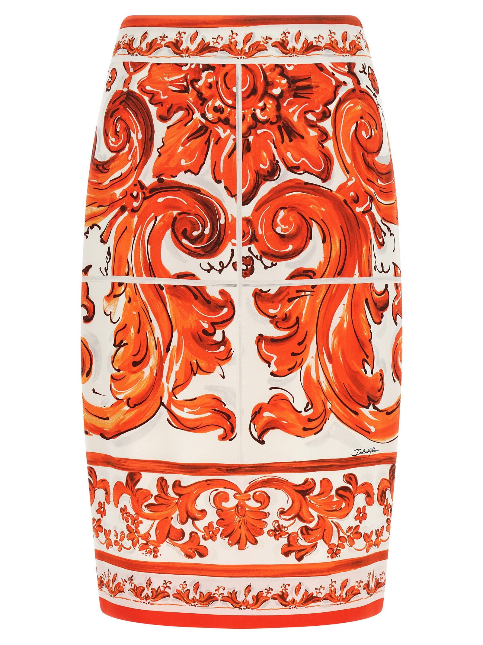 Dolce & Gabbana Orange Seiden Midirock