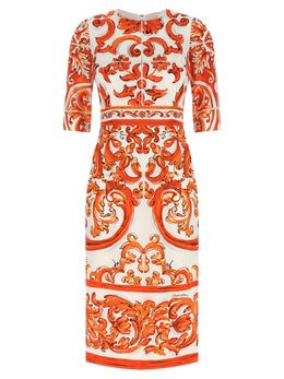 Dolce & Gabbana Orange Seiden-Midikleid