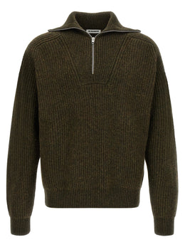 Jil Sander Zweifarbige Wollstrickjacke