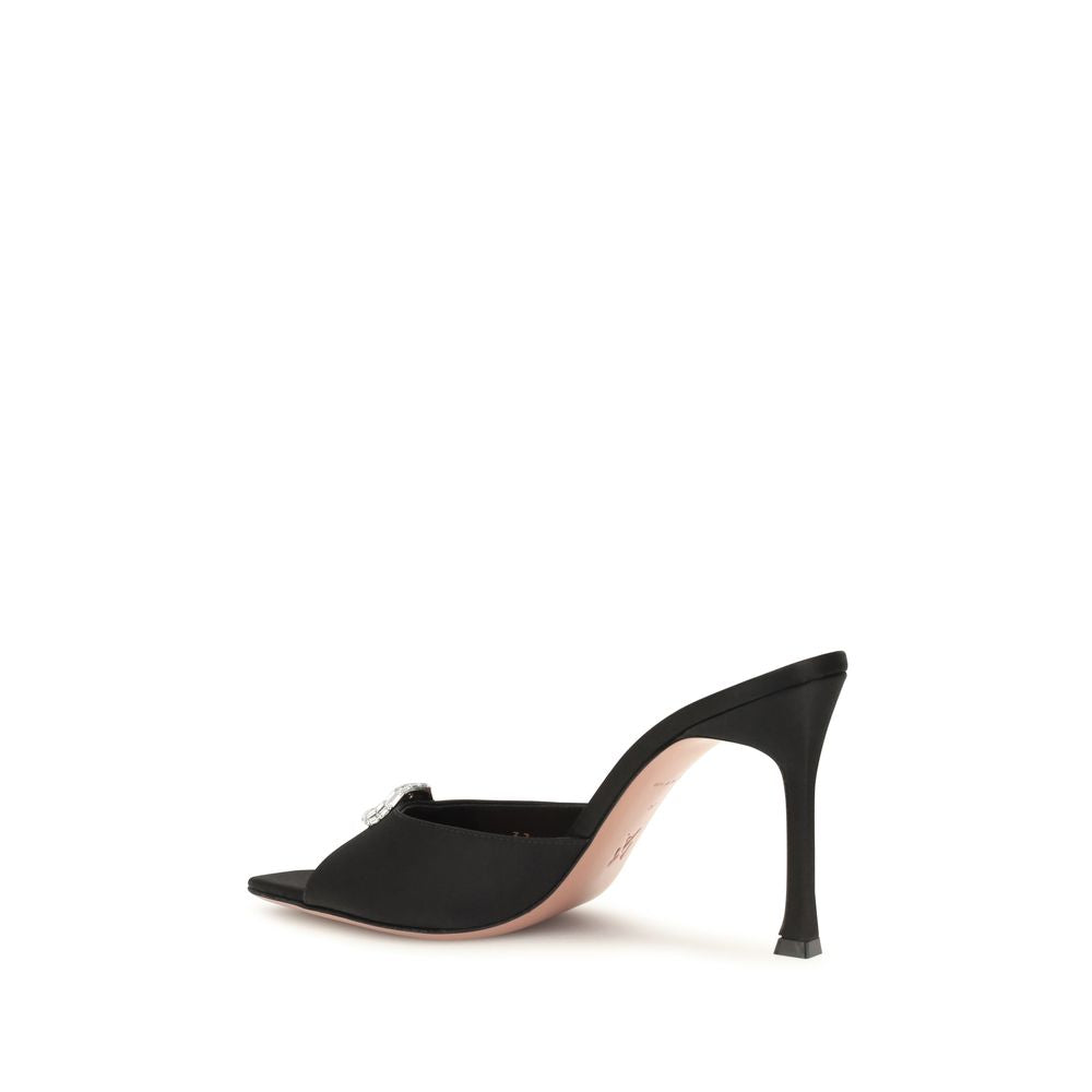 Amina Muaddi Schwarze Stilettosandalen aus Seide