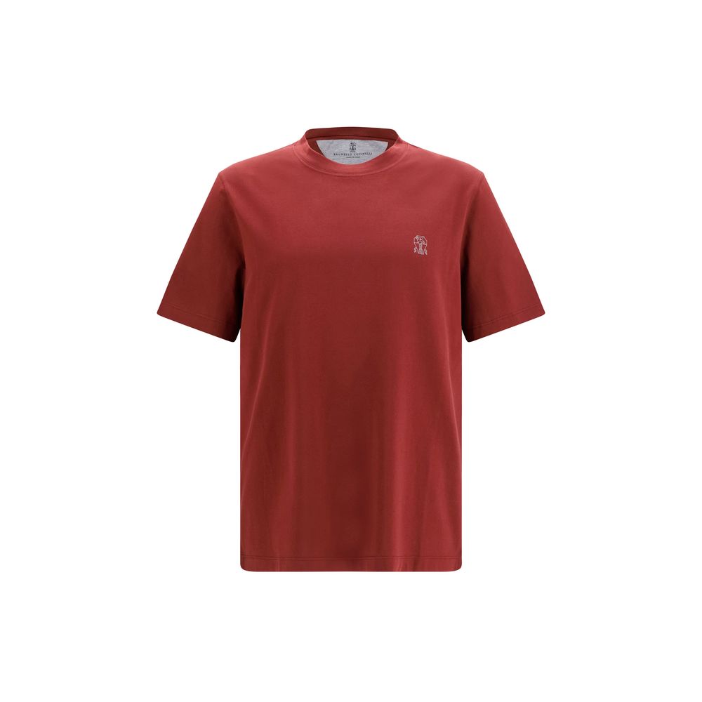 Brunello Cucinelli Bordeaux Baumwoll-T-Shirt