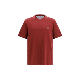 Brunello Cucinelli Bordeaux Baumwoll-T-Shirt