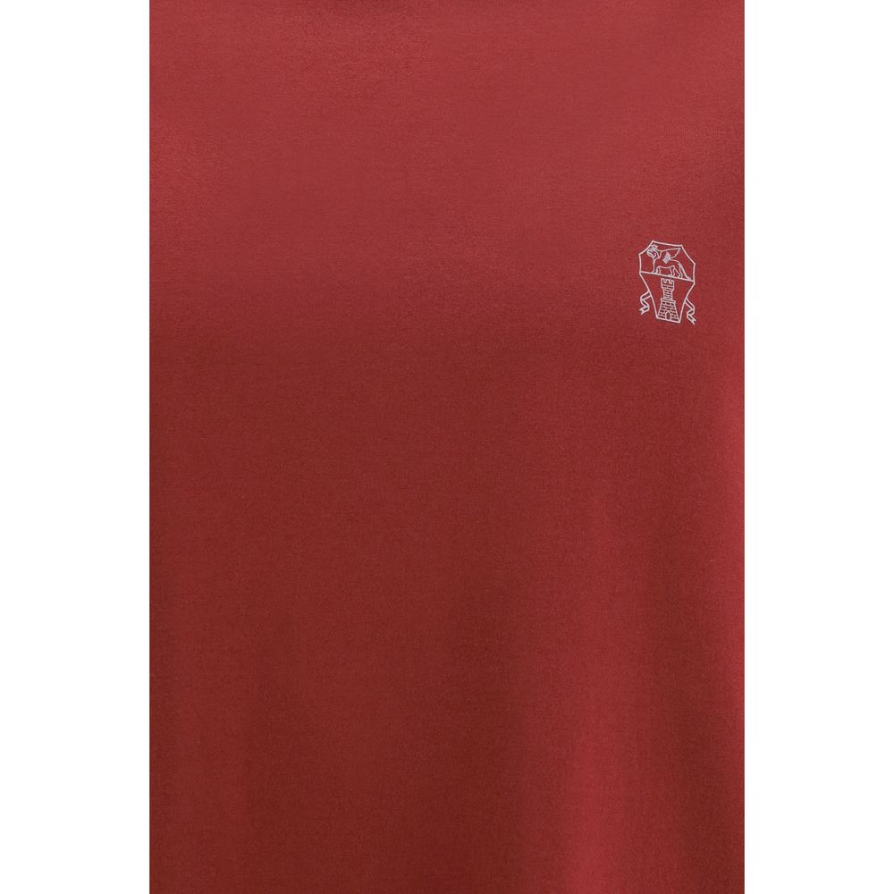Brunello Cucinelli Bordeaux Baumwoll-T-Shirt