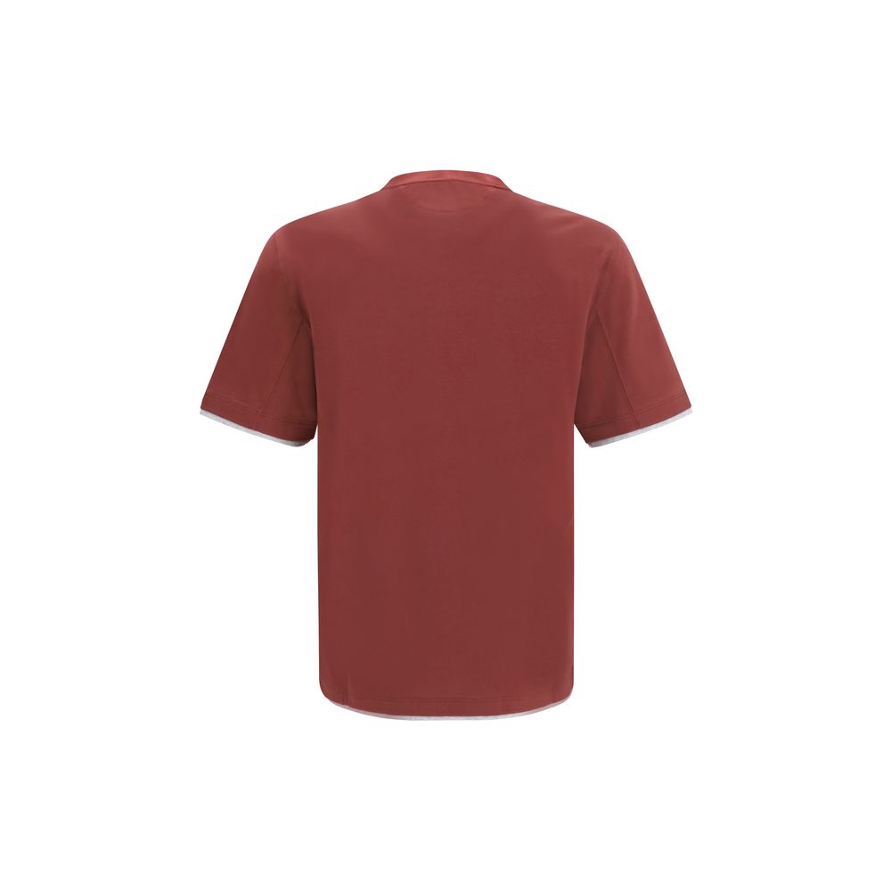 Brunello Cucinelli Bordeaux Baumwoll-T-Shirt