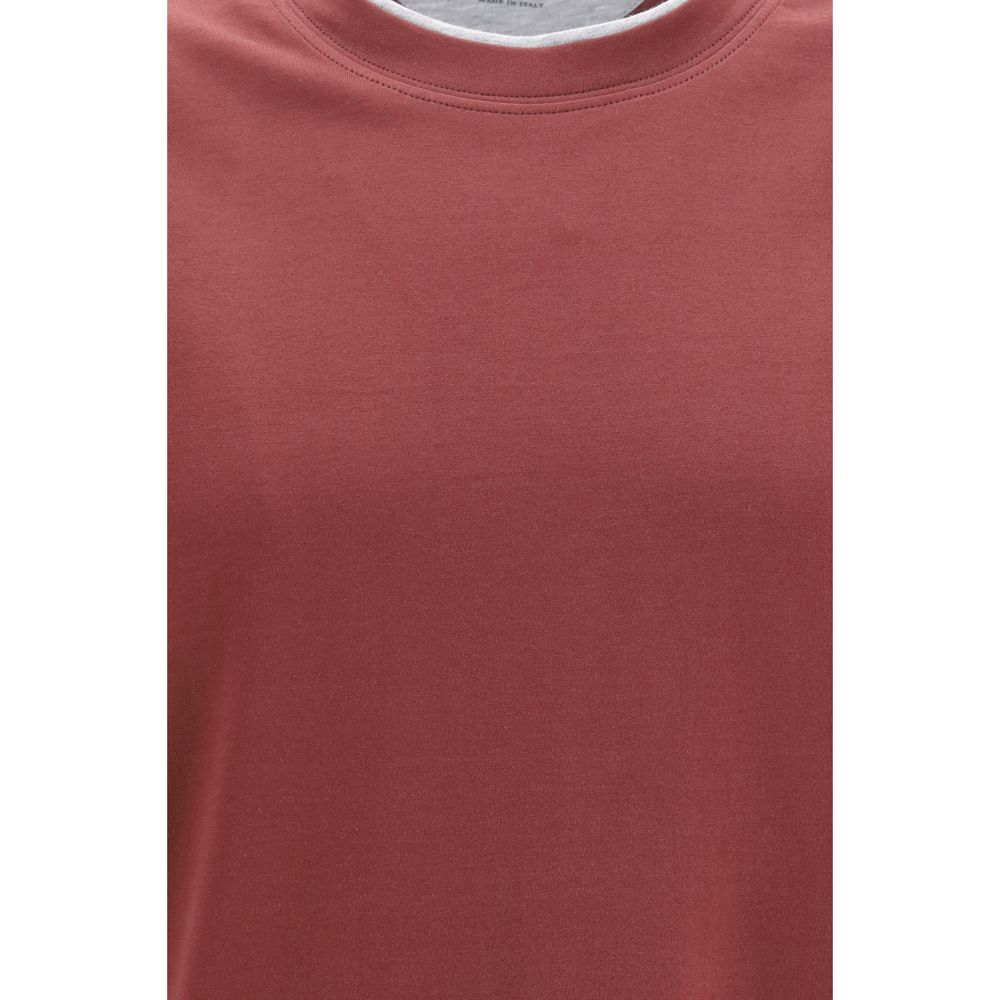 Brunello Cucinelli Bordeaux Baumwoll-T-Shirt