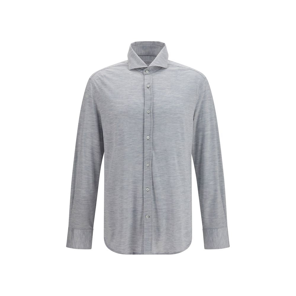 Brunello Cucinelli Blaues Seidenhemd
