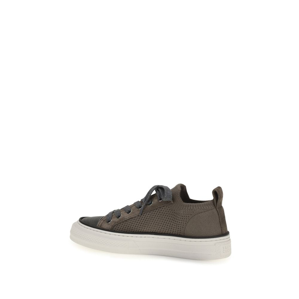 Brunello Cucinelli Braune Low-Top-Sneaker aus Baumwolle