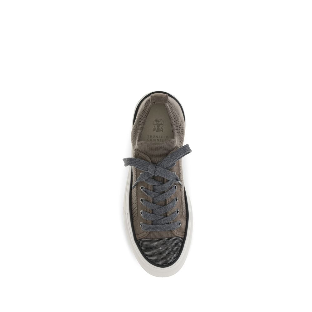 Brunello Cucinelli Braune Low-Top-Sneaker aus Baumwolle