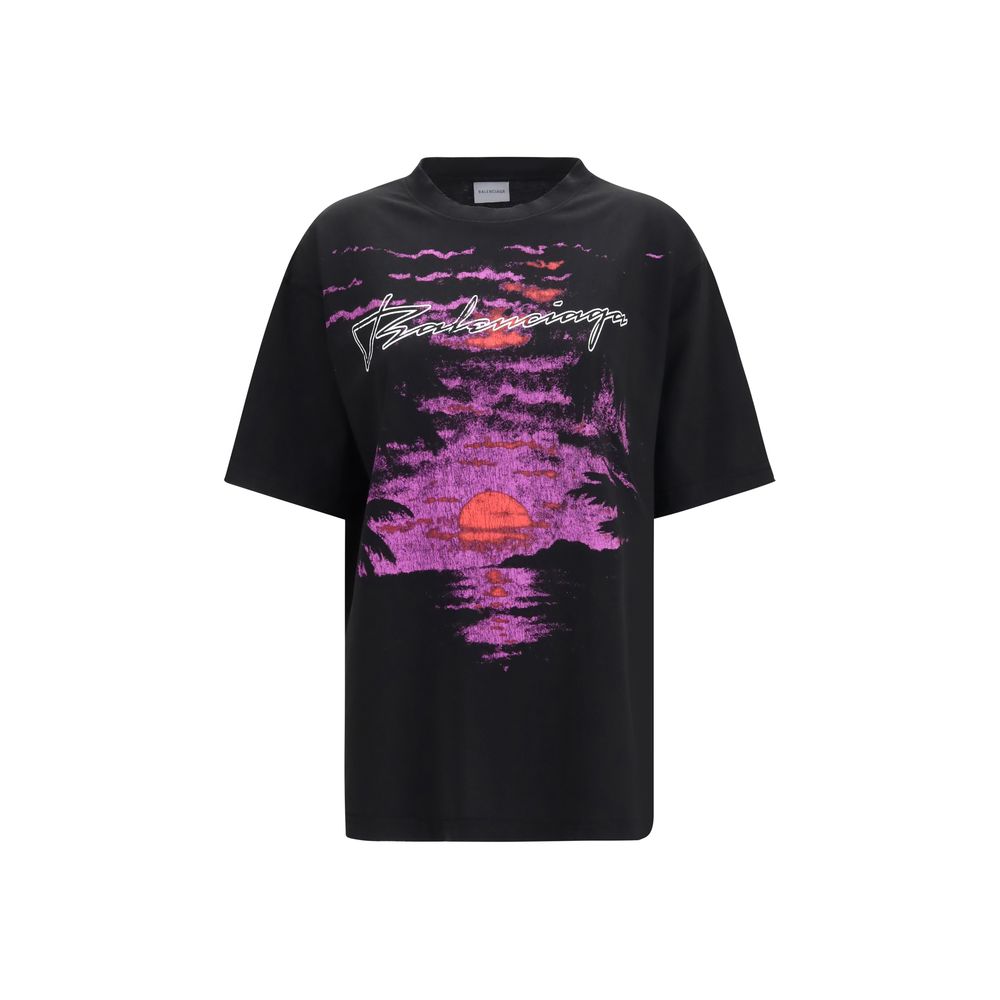 Balenciaga Schwarzes Baumwoll-T-Shirt