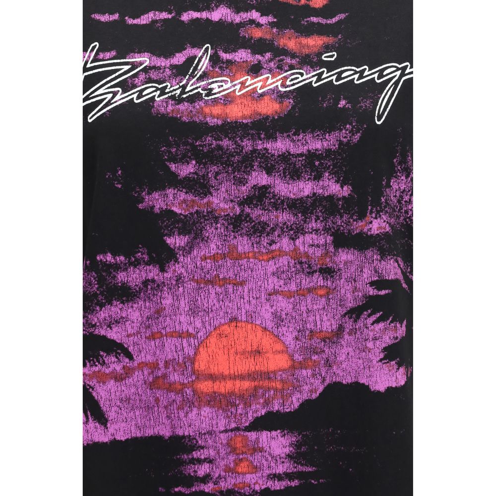 Balenciaga Schwarzes Baumwoll-T-Shirt