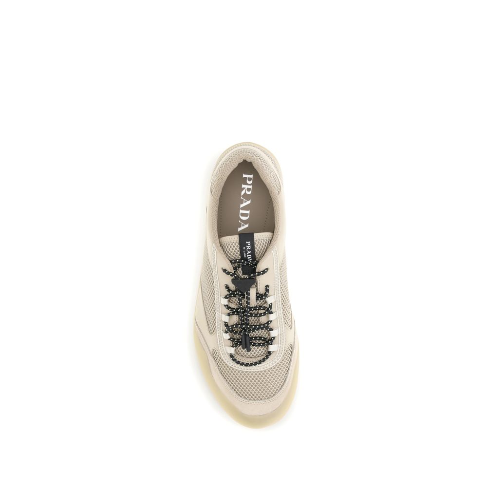 Prada Beige Calf Leather Bos Taurus Athletic Sneakers