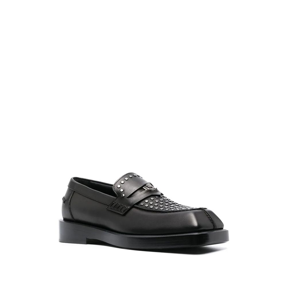 Versace Schwarze Leder Loafer zum Hineinschlüpfen