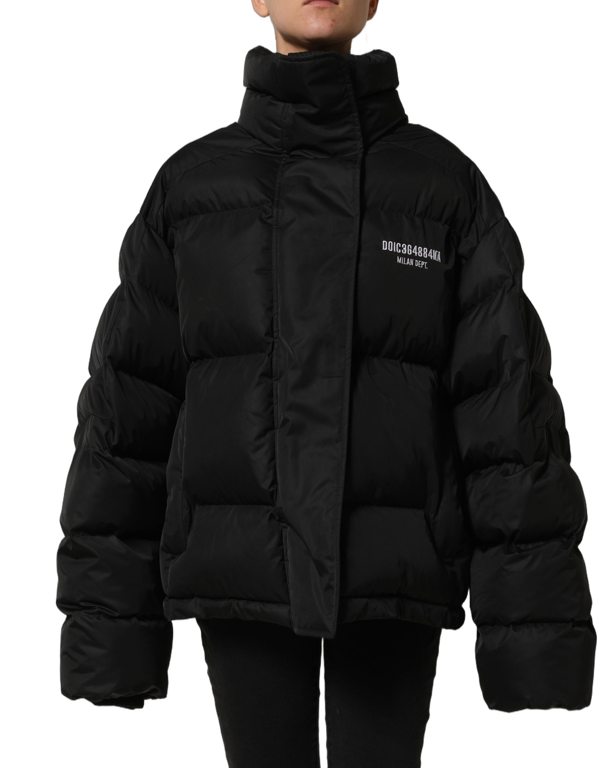 Dolce & Gabbana Schwarze DGVIB3 Bestickte Gepolsterte Pufferjacke
