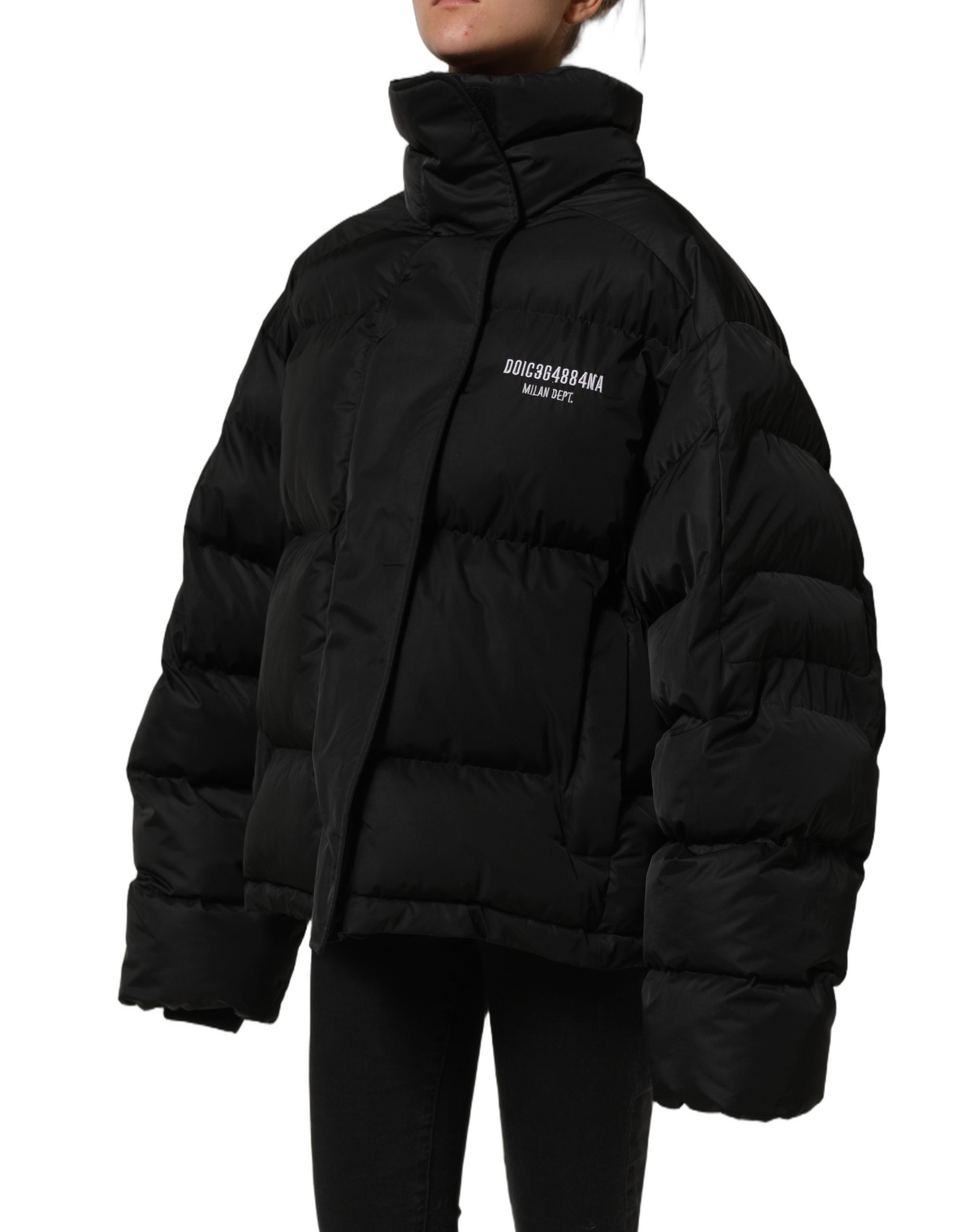 Dolce & Gabbana Schwarze DGVIB3 Bestickte Gepolsterte Pufferjacke