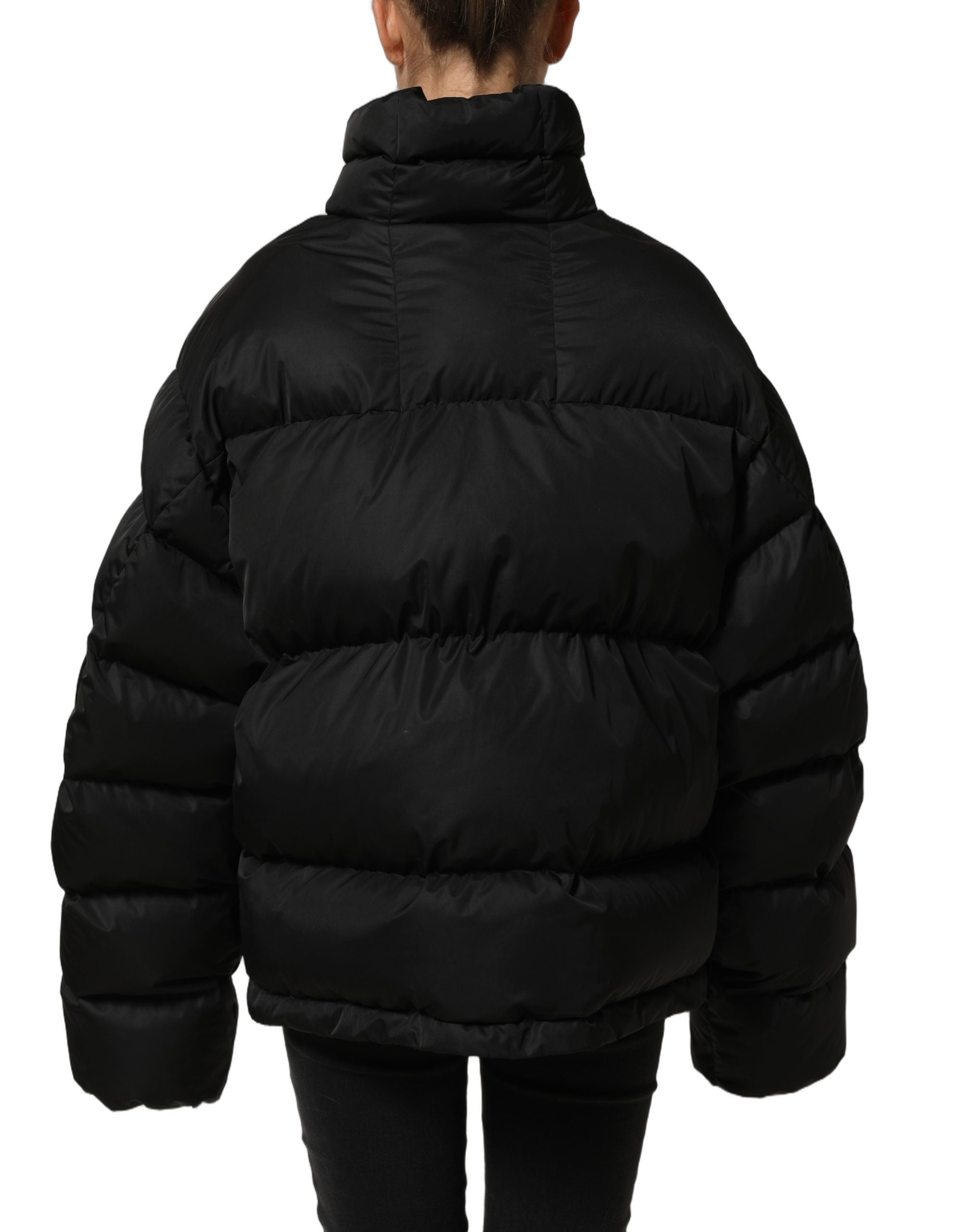 Dolce & Gabbana Schwarze DGVIB3 Bestickte Gepolsterte Pufferjacke