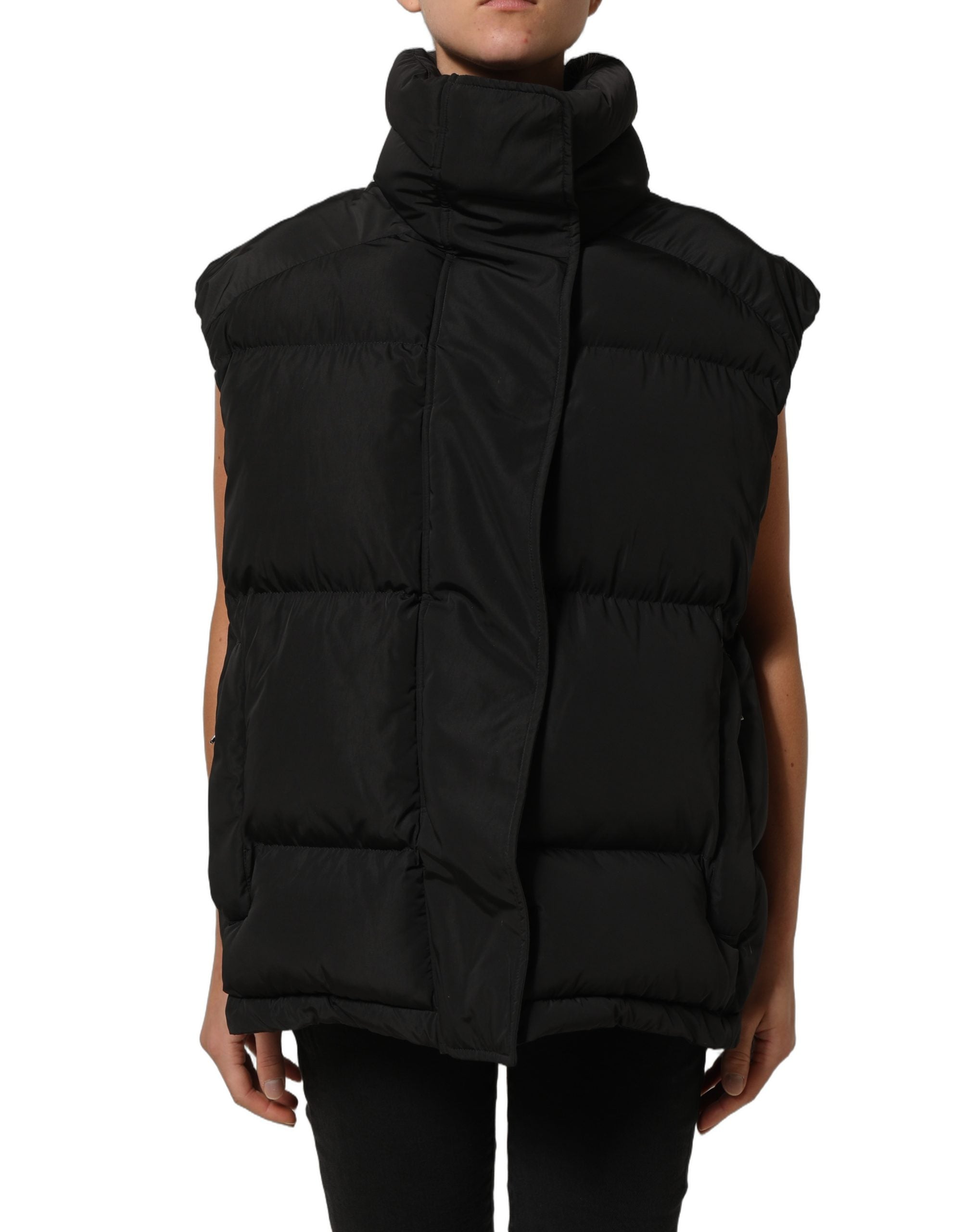 Dolce & Gabbana Schwarze ärmellose Steppjacke aus Polyester für Herren