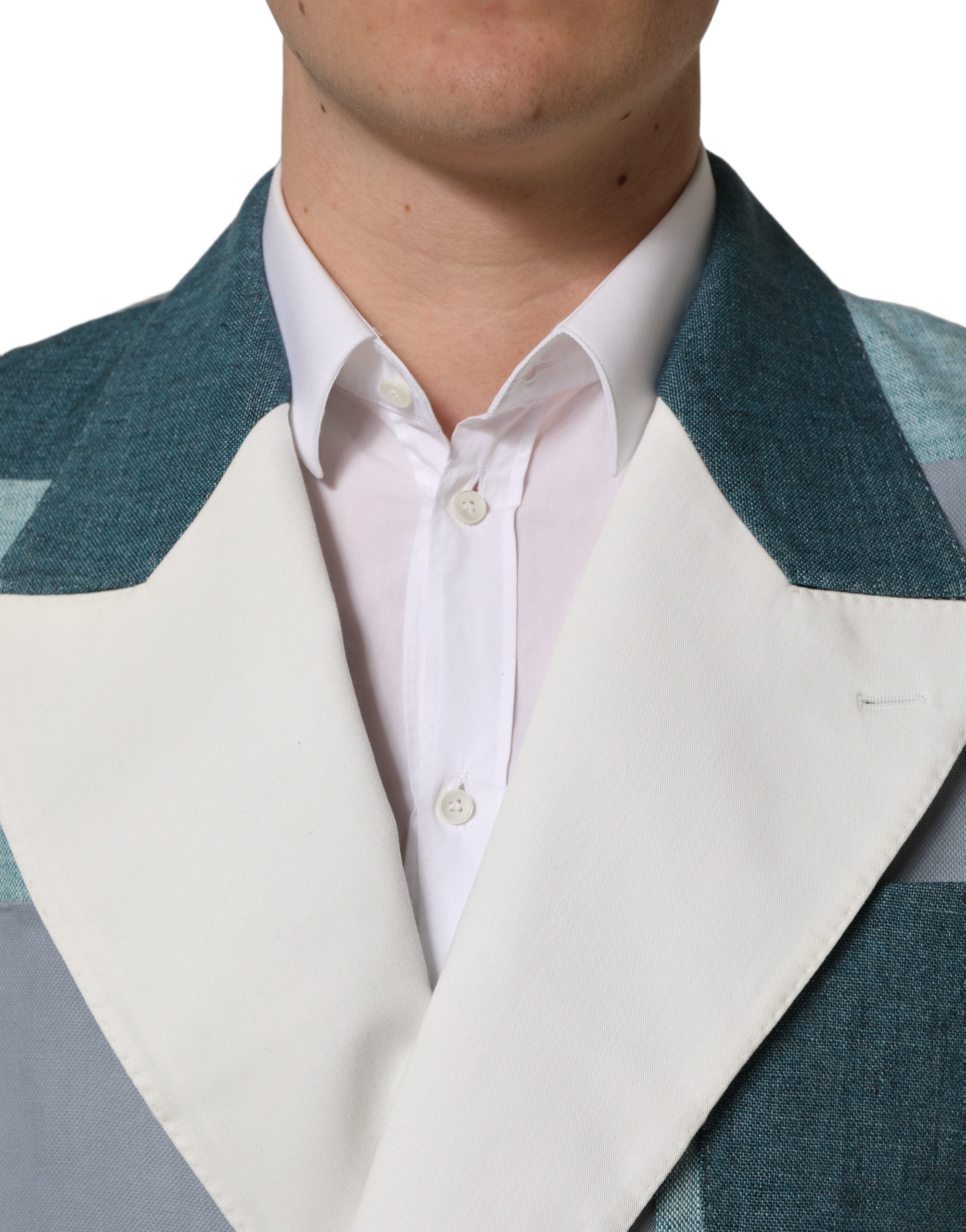 Dolce & Gabbana Mehrfarbige Patchwork-Leinen-Sakko mit Doppelreihenknöpfen