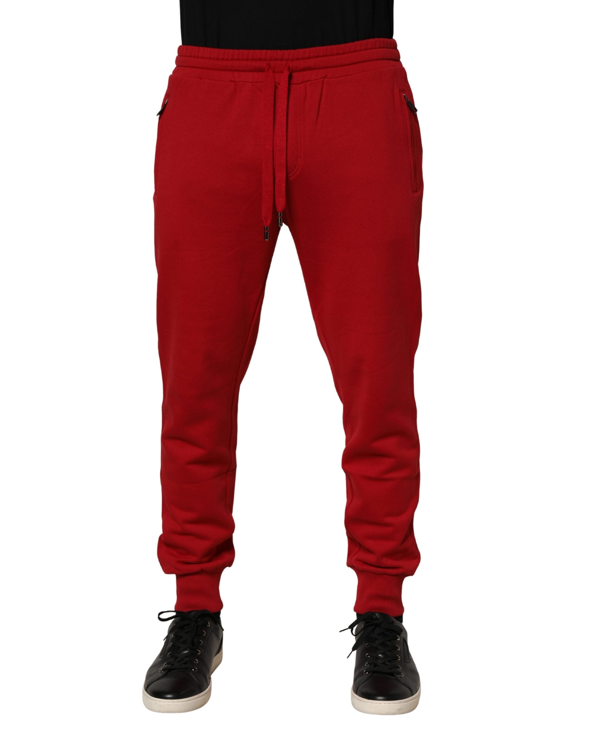 Dolce & Gabbana Rote DG Logo Baumwoll-Jogger Männer Jogginghosen Hosen