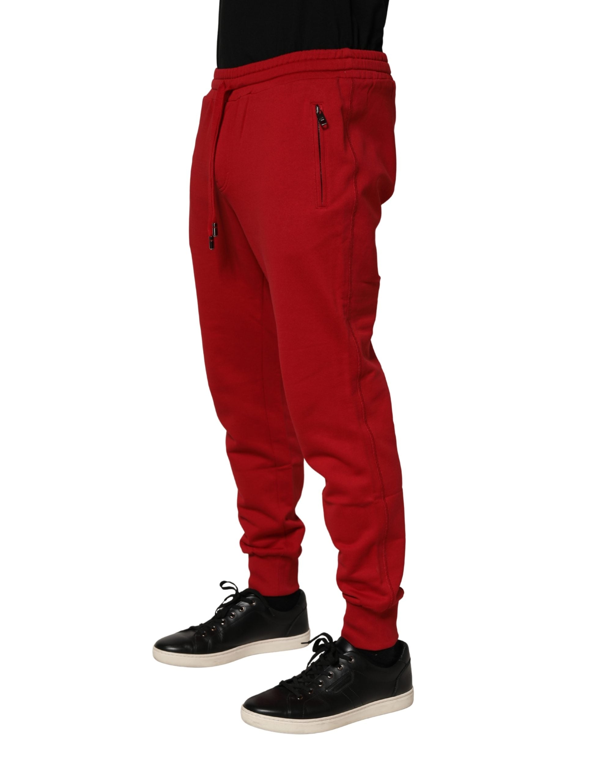 Dolce & Gabbana Rote DG Logo Baumwoll-Jogger Männer Jogginghosen Hosen