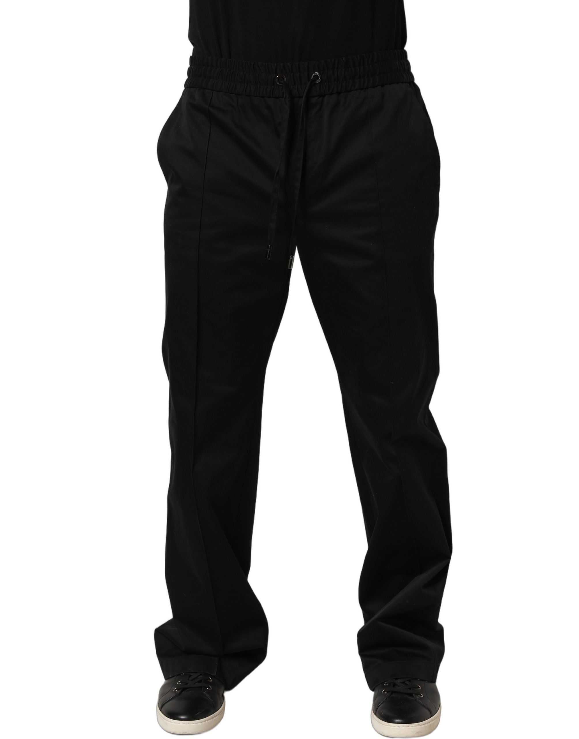 Dolce & Gabbana Schwarze Baumwoll-Jogginghose mit Kordelzug für Herren