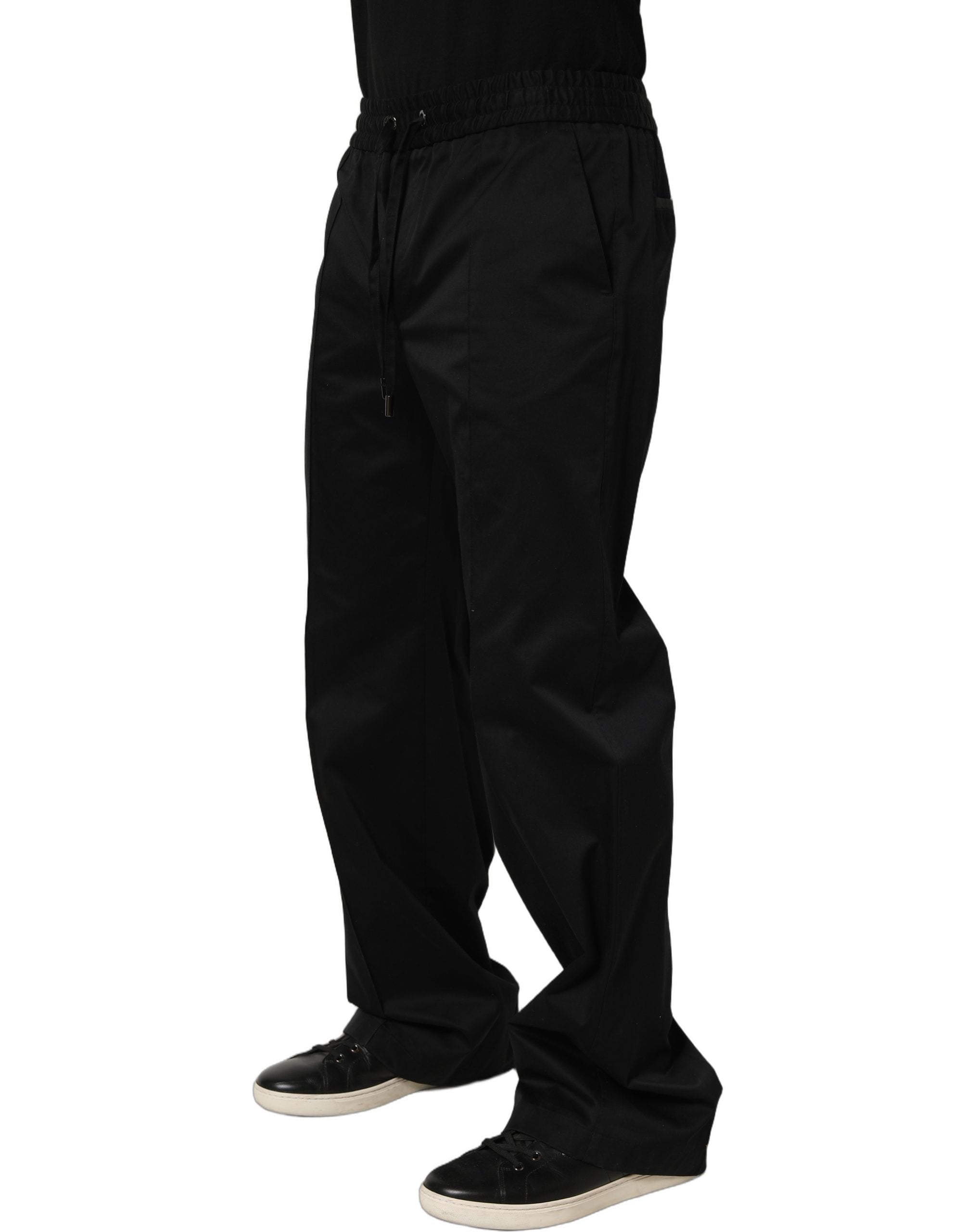 Dolce & Gabbana Schwarze Baumwoll-Jogginghose mit Kordelzug für Herren