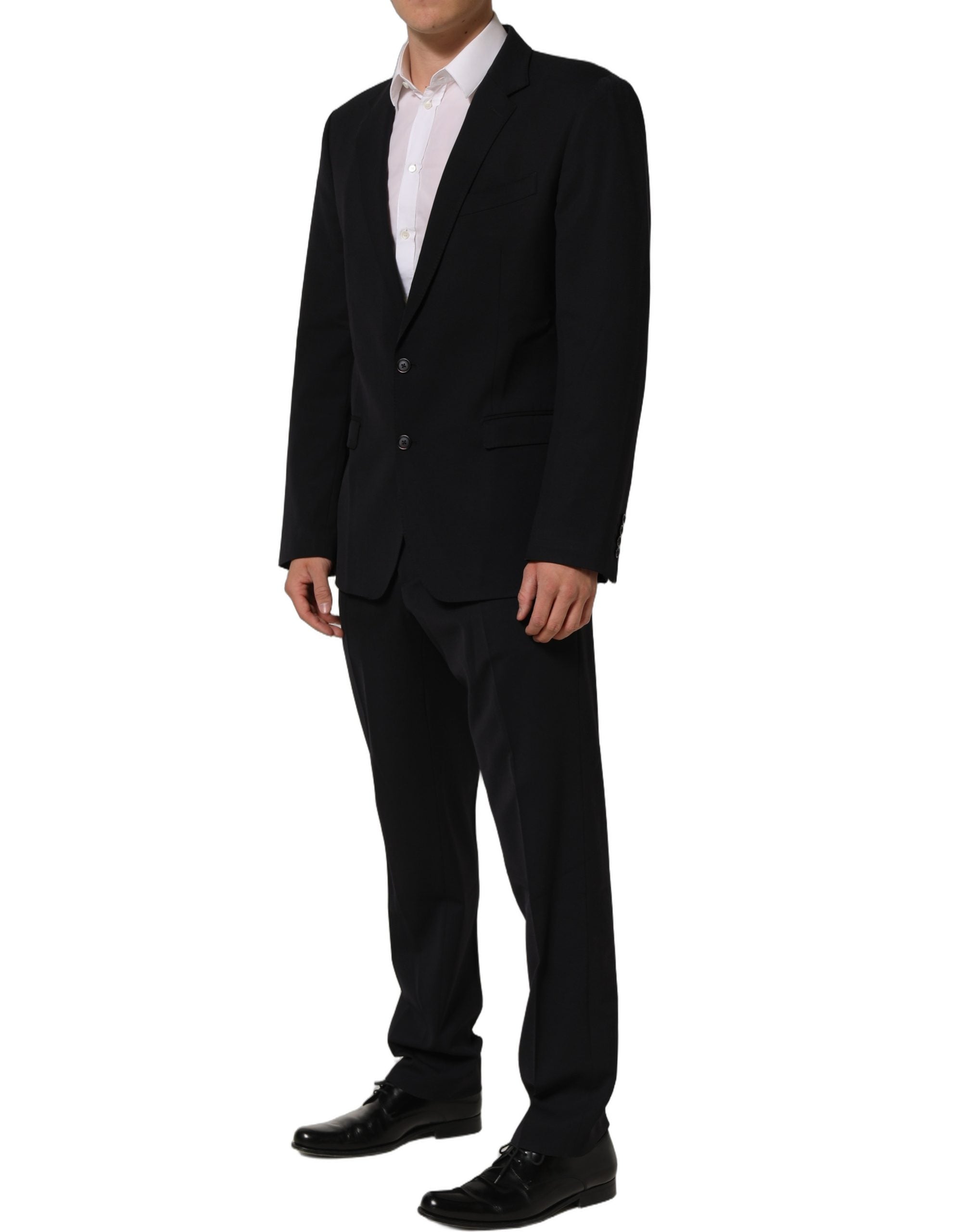 Dolce & Gabbana Schwarzer Wollanzug Slim Fit für Herren, 2-teilig