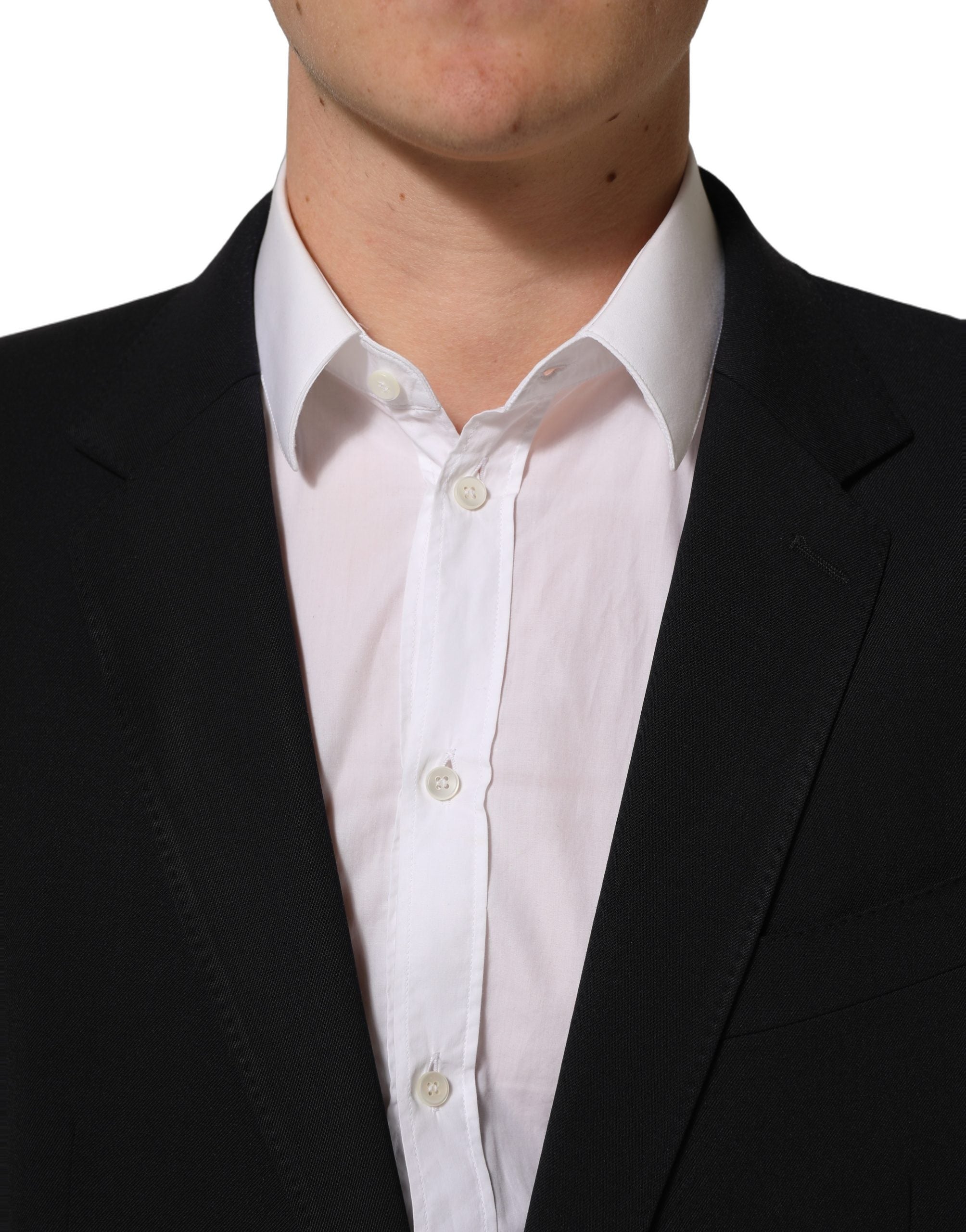Dolce & Gabbana Schwarzer Wollanzug Slim Fit für Herren, 2-teilig