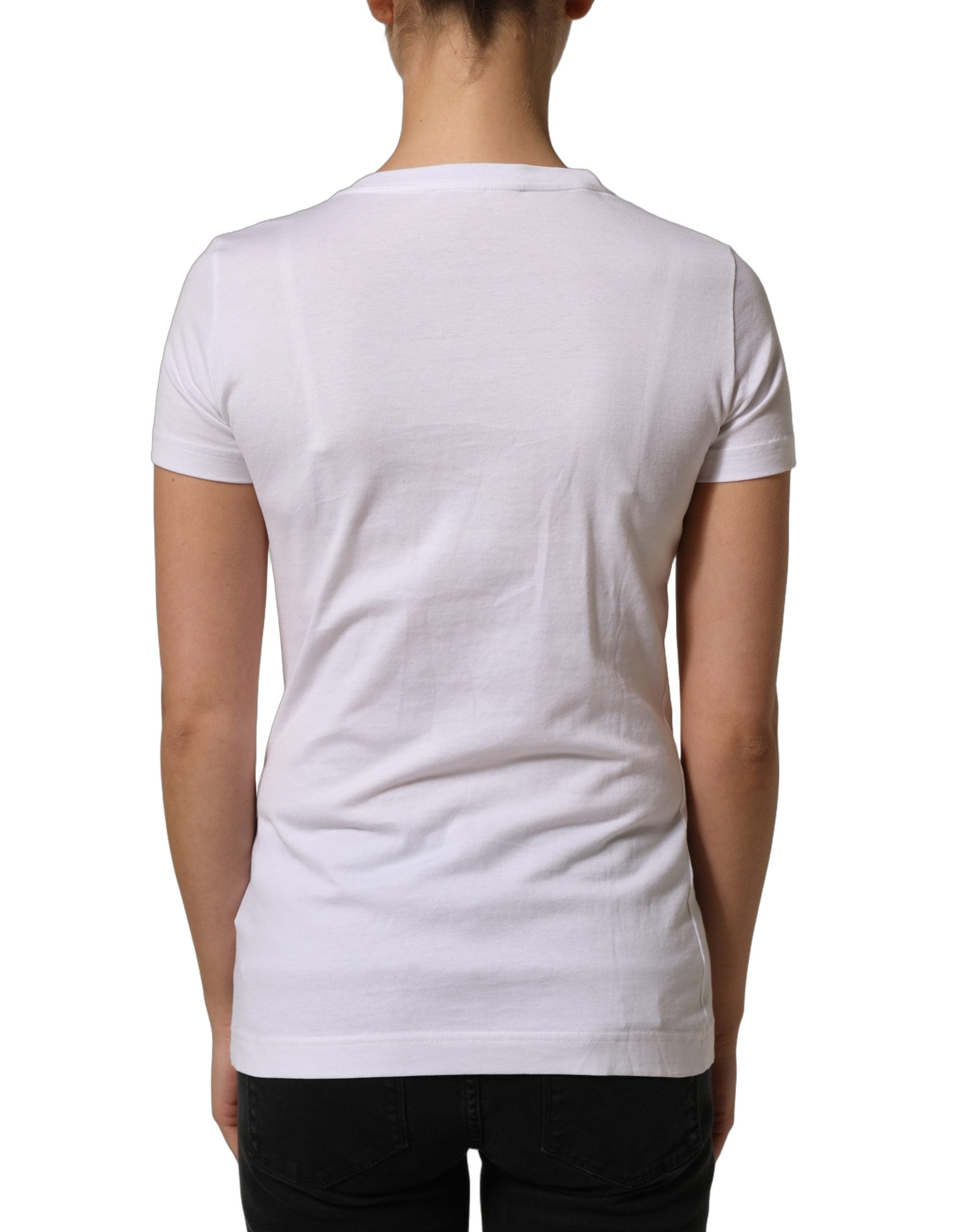 Dolce & Gabbana Weißes Rundhals-T-Shirt mit DG-Logo-Verzierung