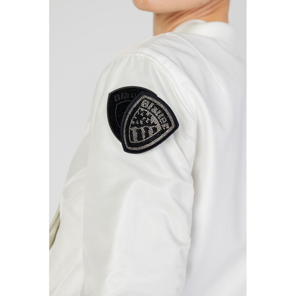 Blauer Weiße Bomberjacke aus Polyamid