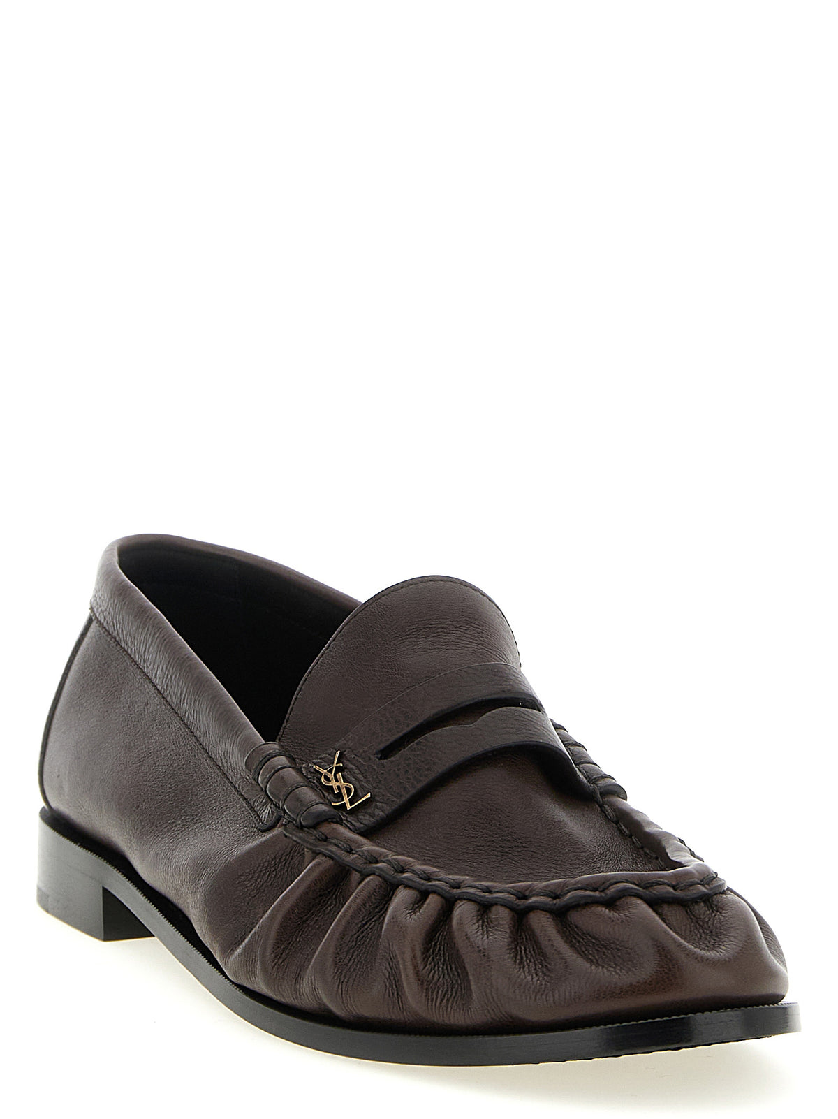 Saint Laurent Braune Kalbsleder-Slipper
