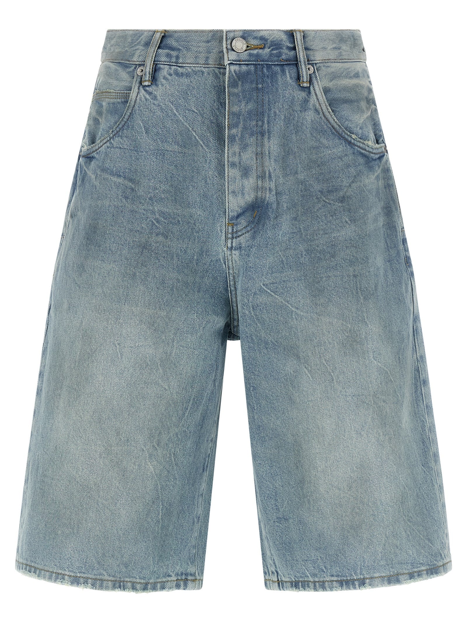 PURPLE Blaue Baumwoll-Bermudashorts